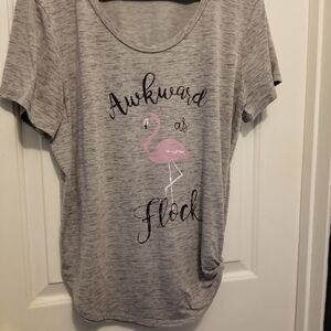 Maurices Light Gray Flamingo Graphic Tee